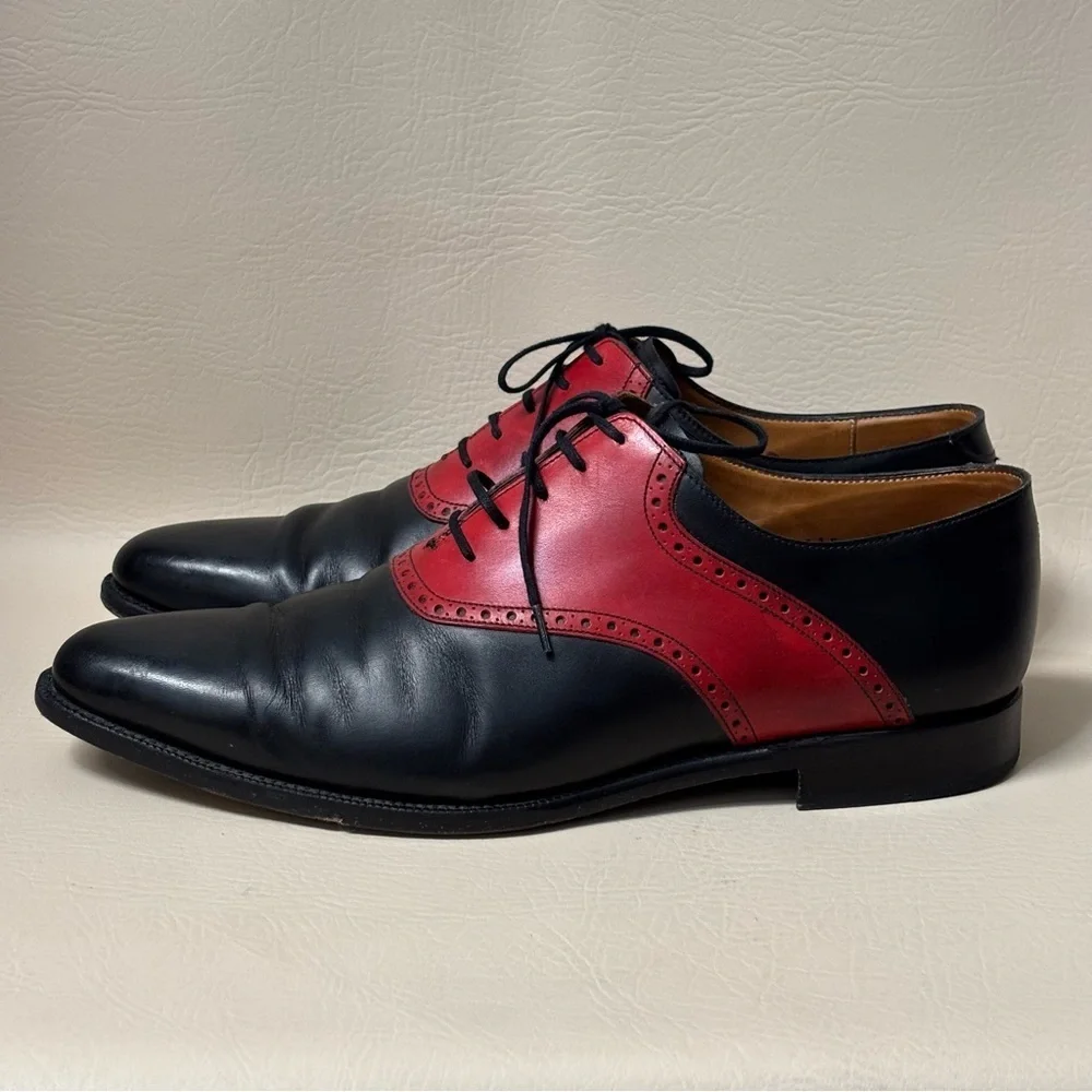 J. Fitzpatrick Stefano Redux Red/Black calf Saddle Shoes Size 11E
